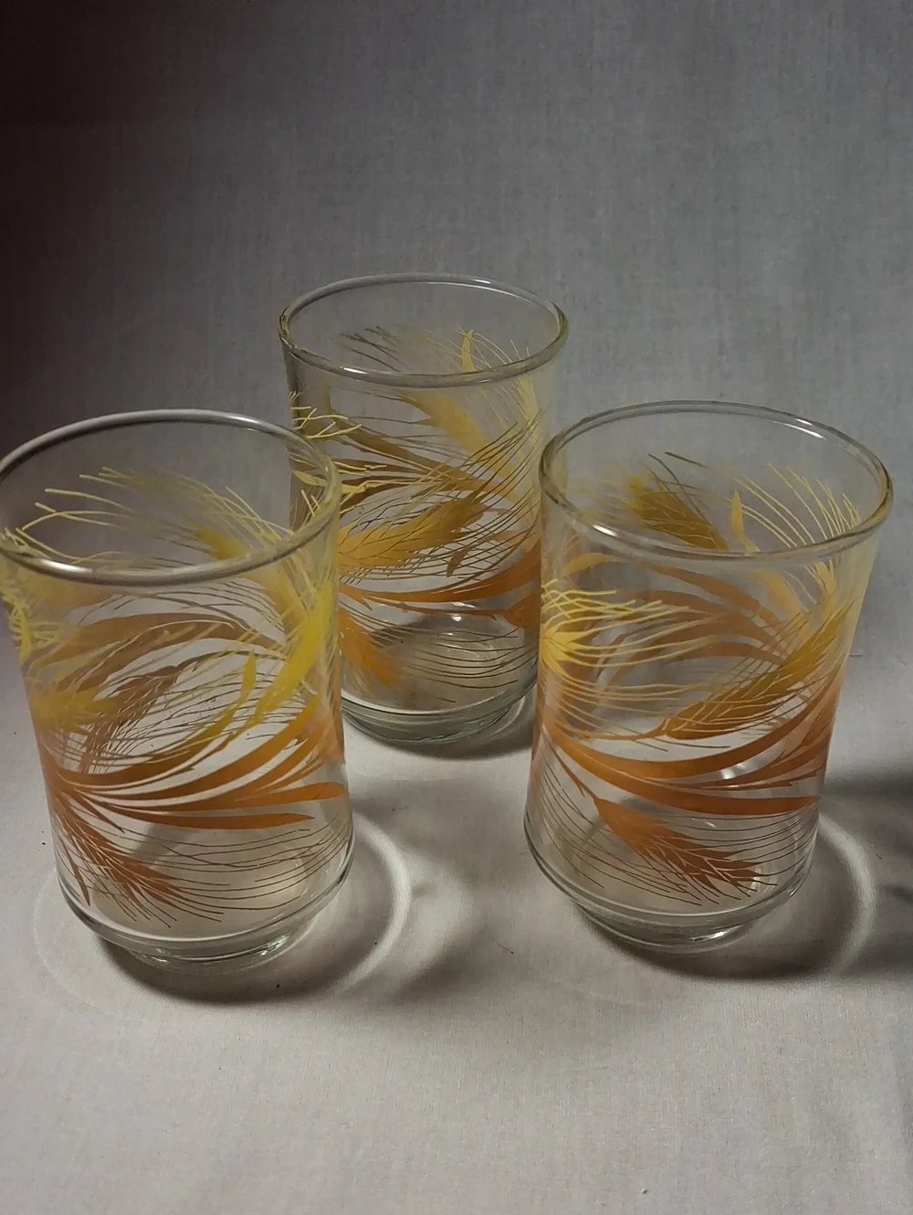 Vintage Libbey Golden Harvest Wheat Glass Tumblers Juice Glasses Set of 3
